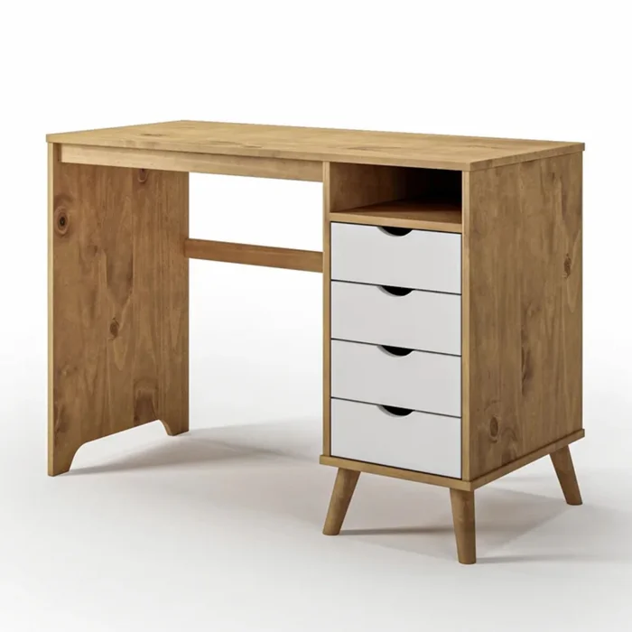 Escritorio 4 Cajones 1 Nicho - Linea Dublin en Madera natural - Escritorios y sillas de escritorio, Uruguay | Rústico Hogar, vista 2