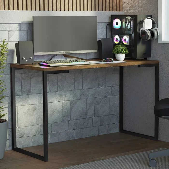 Mesa de escritorio Industrial Madera y Hierro 120cm en Negro - Escritorios, Uruguay | Balton, vista 13