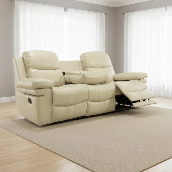 Sillón Reclinable 3 Cuerpos Pu Natural-beige Mr2138 Cream en Beige - Sillones y sofás, Uruguay | Divino