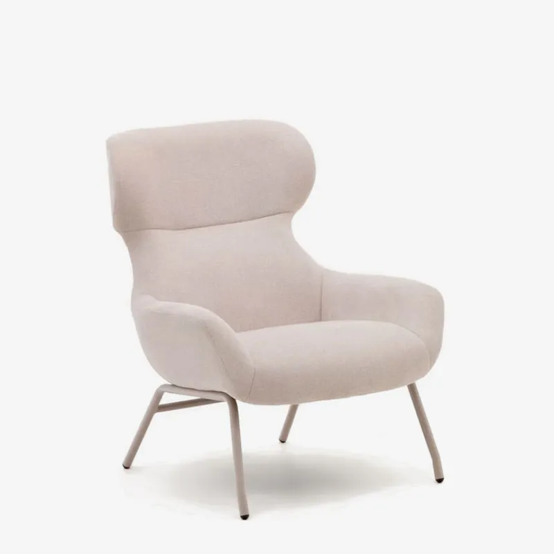 Butaca Belina - de chenilla beige y acero con acabado blanco en Beige - Butacas, banquetas y puffs, Uruguay | Kavehome