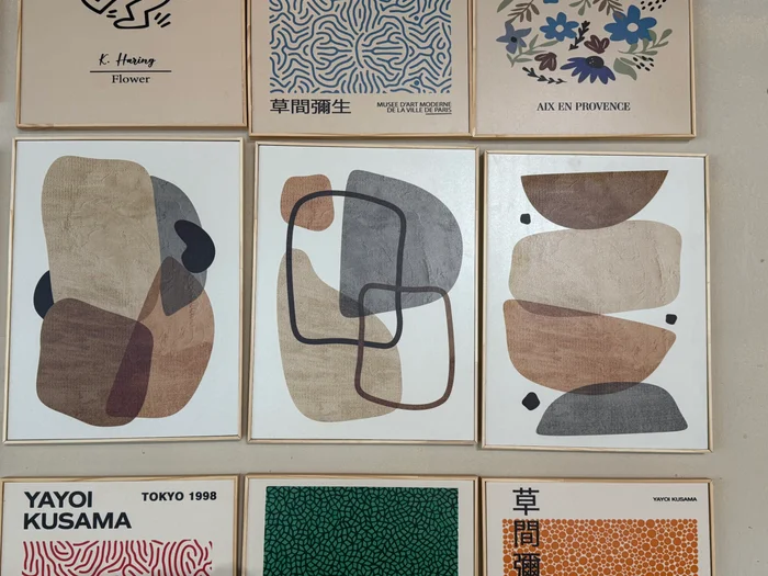 Kit 3 Cuadros – Abstracto Celeste – 30 X 40 en Marrón / Celeste / Beige / Negro – Material Marco: Pino – Moldura Caja - Decoración de pared, Uruguay | Berna home, vista 2