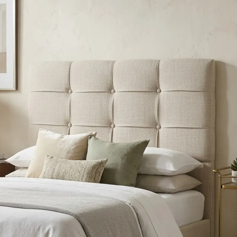 Respaldo Queen Madera y Tela - London 160 - Gris en Gris - Respaldos de cama, Uruguay | Rústico Hogar