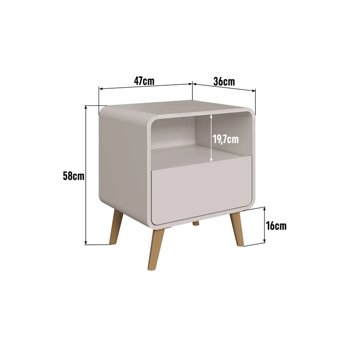 Mesa de Luz Alba – Beige - Mesas de luz, Uruguay | RM Muebles y Deco, vista 3