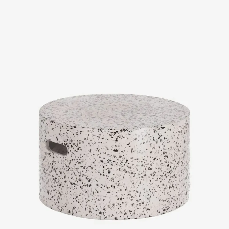 Mesa de centro redonda exterior Jenell terrazo blanco Ø 52 cm en Blanco - Mesas de living, Uruguay | Kavehome