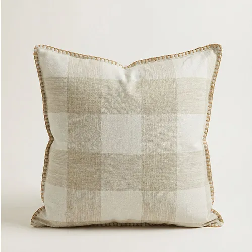 Almohadón Cuadros Natural en Beige - Textiles, Uruguay | Cabana