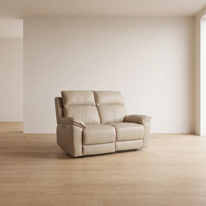 Recliner Eléctrico 2 Cuerpos Cuero-y-simil-cuero Marron Joshua Taupe en Beige - Sillones y sofás, Uruguay | Divino