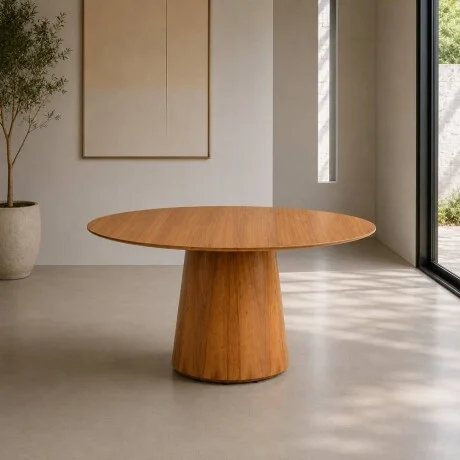 Mesa de Comedor Zara - Redonda - 100 - Canela en Marrón - Mesas de comedor, Uruguay | Nyr