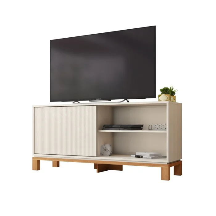 Rack Mondrian - Chico - Off White y Freijo en Beige - Muebles para TV, Uruguay | Nyr