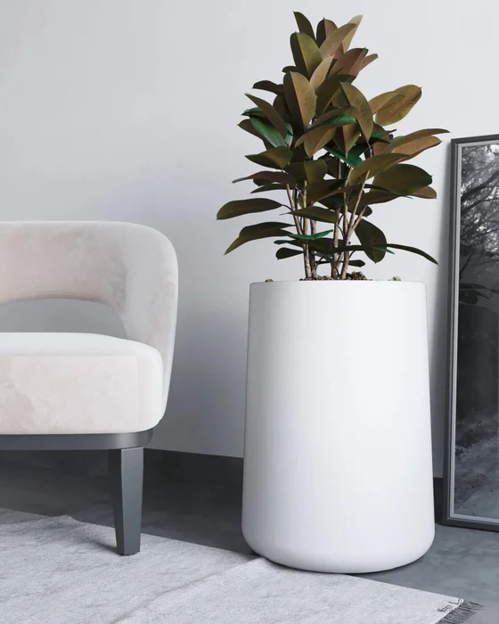 Macetero Gota 55 Blanco Alto 55cm x 36cm Ancho Boca x Diam Base 40cm, 60 lts en Blanco - Macetas, Uruguay | Champagne Home, vista 2