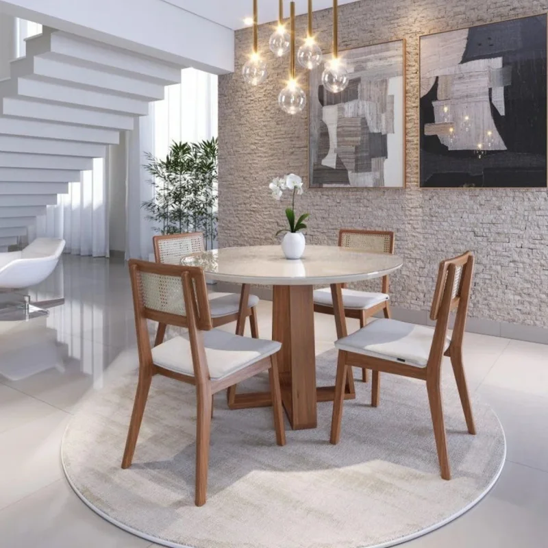 Silla de Comedor Classic Ratan - Línea Nevada - Lino Natural en Madera natural - Sillas, Uruguay | Ecowood, vista 6