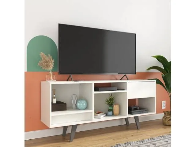 Rack con cajón RK-2111 Nogal en Marrón - Muebles para TV, Uruguay | Que Sal Muebleria