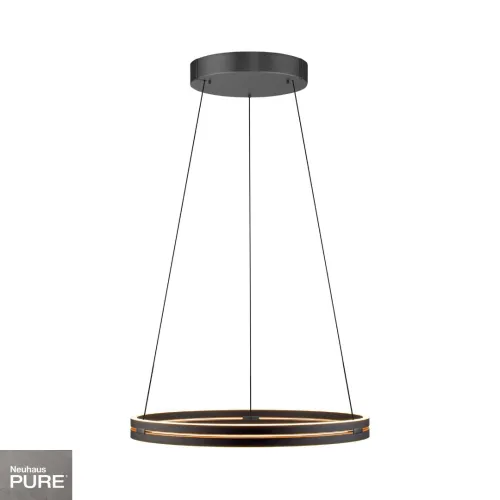 Colgante led anillo motorizado 44w 70cm a control remoto con varias funciones, Negro y madera en Negro - Lámparas colgantes, Uruguay | Iluminica