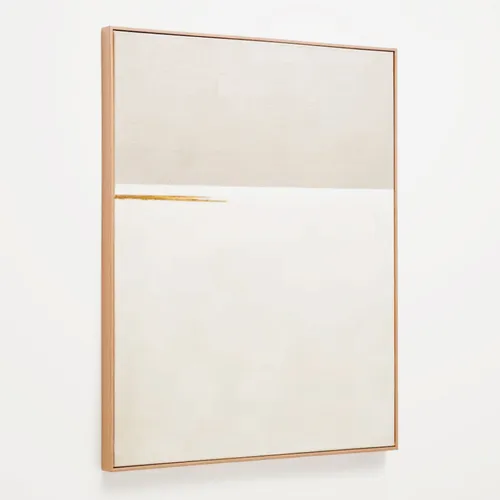 Cuadro abstracto Salin con raya horizontal de lino 80 x 100 cm en Beige - Decoración de pared, Uruguay | Kavehome