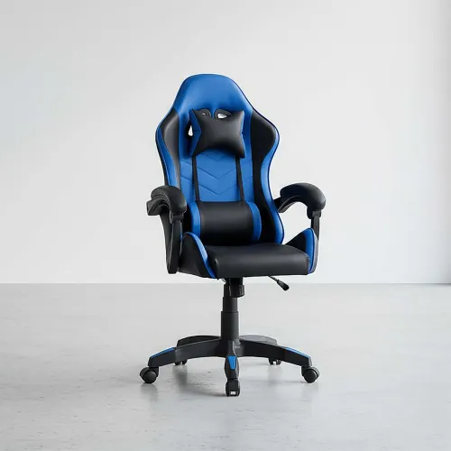 Silla Gamer Pu Negro Max en NEGRO/AZUL - Escritorios y sillas de escritorio, Uruguay | Divino
