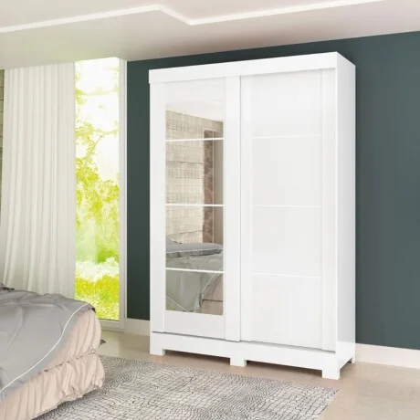 Ropero 2 puertas corredizas con espejo en Blanco - Roperos y placares, Uruguay | La Cueva Muebles, vista 6