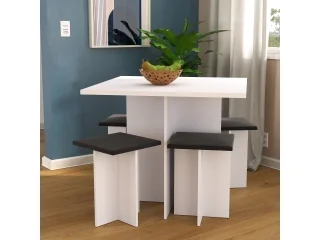 Conjunto de mesa y 4 banquetas Nogal/Negro en Negro - Mesas de comedor, Uruguay | Quesal, vista 3