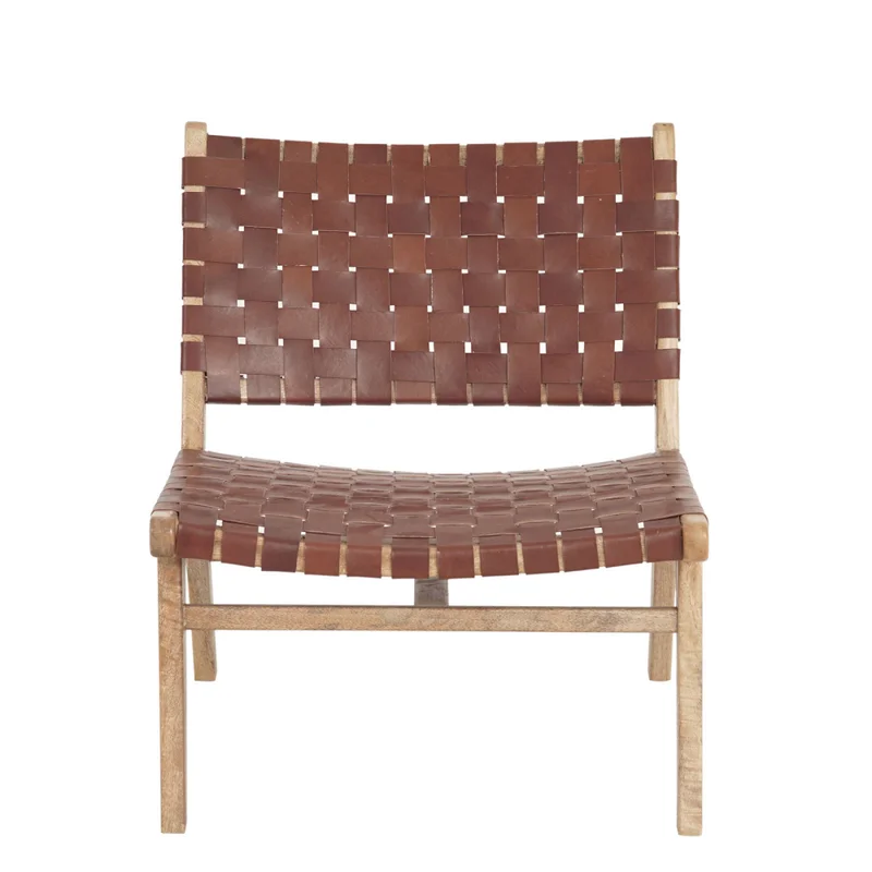 Butaca Cuero-y-madera Marron Kaia en Marrón - Sillones y sofás, Uruguay | Divino, vista 3