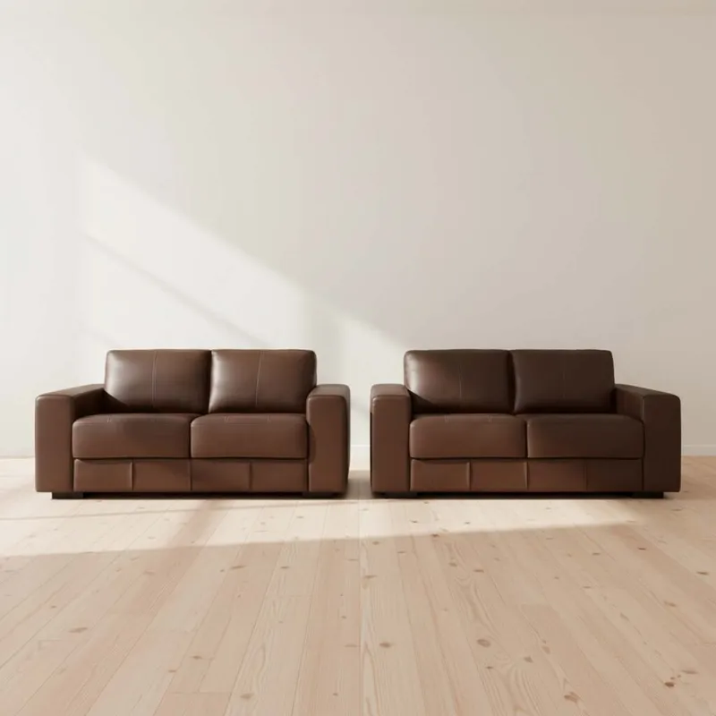 Juego De Sillones Cuero Texas 3 + 2 Caramelo en Marrón - Sillones y sofás, Uruguay | Divino