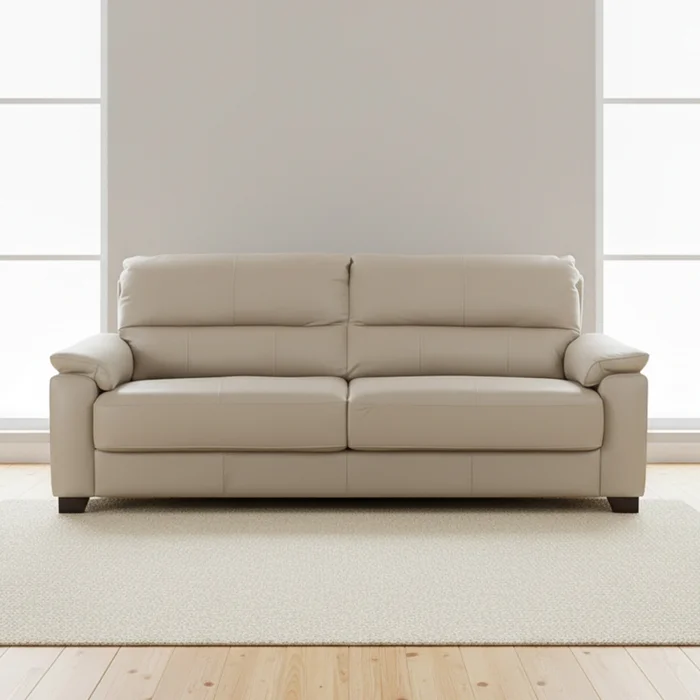 Sofa 3 Cuerpos Cuero-100-natural Natural-beige Venecia Crudo en Blanco - Sillones y sofás, Uruguay | Divino