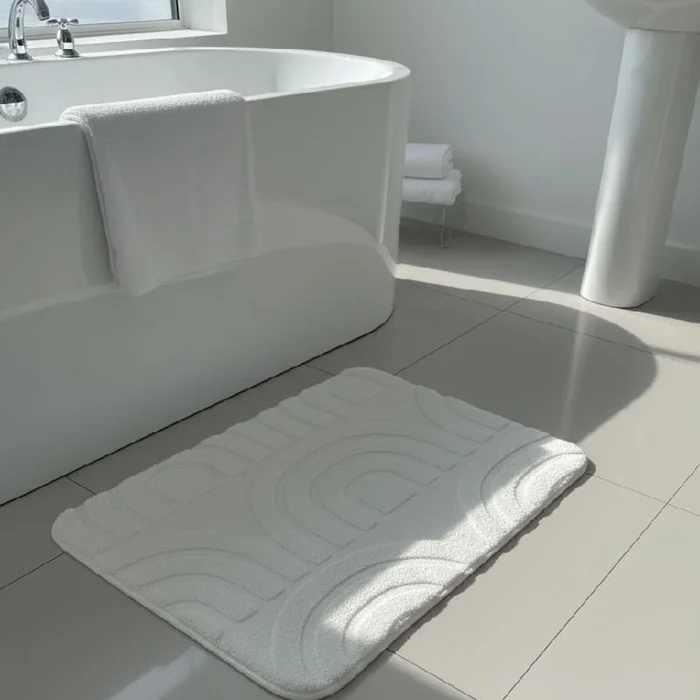 Alfombra de baño antideslizante semicirculos en Blanco - Alfombras, Uruguay | Buho Store, vista 3