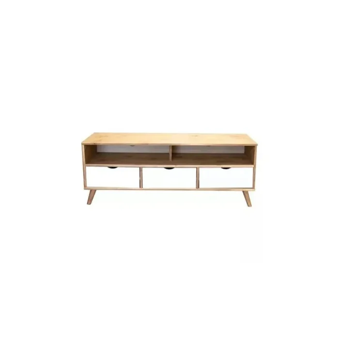 Rack 3 Cajones Madera Blanco - Línea Berlín en Multicolor - Muebles para TV, Uruguay | Ecowood