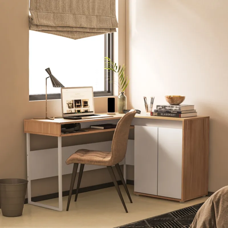 Escritorio esquinero Chicago - White y Aveiro en Blanco - Escritorios y sillas de escritorio, Uruguay | NYR