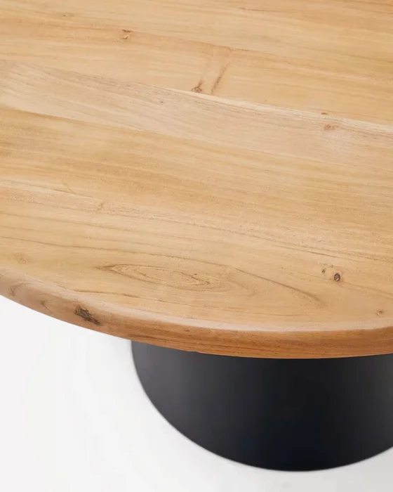 Mesa redonda Wilshire de madera maciza de acacia y patas de acero acabado negro Ø 120 cm en Multicolor - Mesas de comedor, Uruguay | Kavehome, vista 3