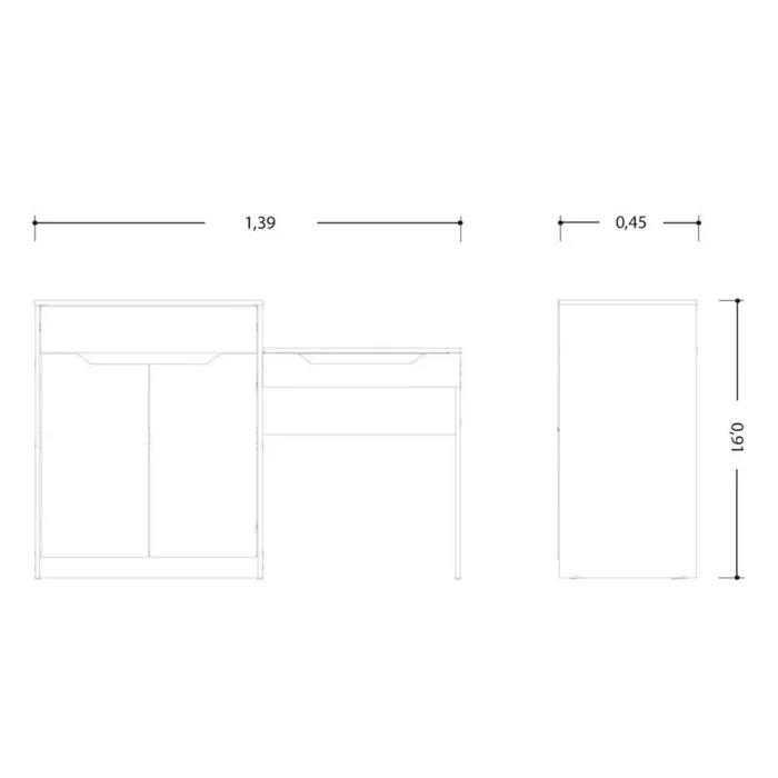 Escritorio Tocador 1 puerta 1 cajón - Trend - FIT - Blanco en Blanco - Escritorios, Uruguay | Ecowood, vista 4