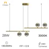 Colgante led lineal cuatro esferas dorado 28W en Dorado - Lámparas colgantes, Uruguay | Iluminica, vista 6 de 6