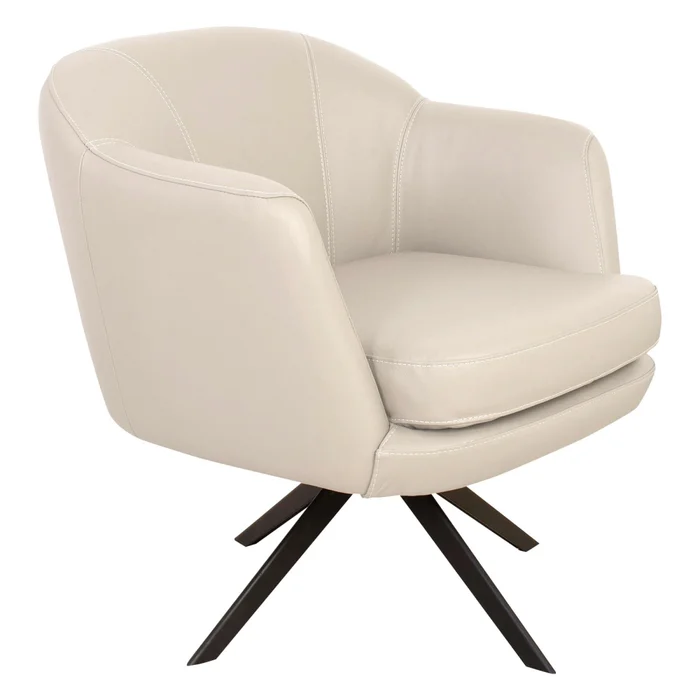 Butaca Giratoria 1 Cuerpo Cuero Blanco 1004 Offwhite en Blanco - Sillones y sofás, Uruguay | Divino, vista 2