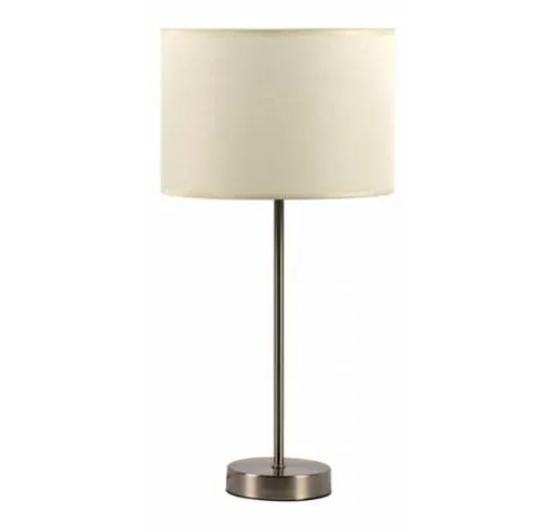 Lampara de mesa cromada E27 Plateada con pantalla, Uruguay | Que Sal Muebleria
