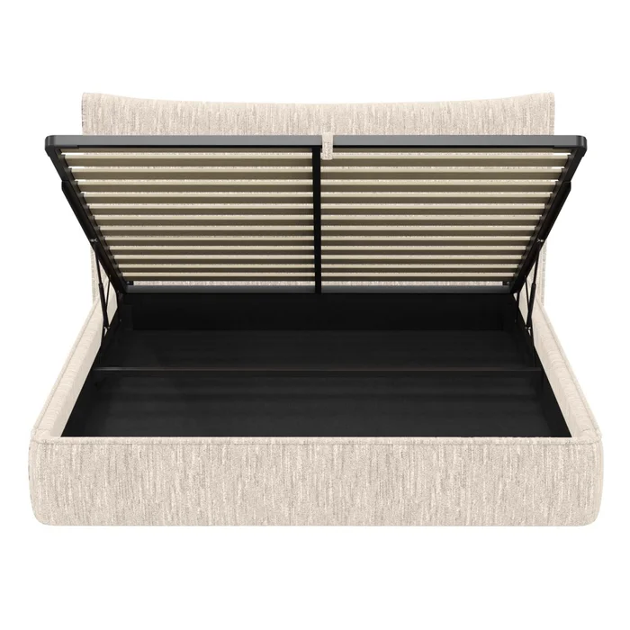 Cama C/baúl Queen Madera-y-tela Natural-beige Zafiro en Beige - Dormitorio, Uruguay | Divino, vista 4