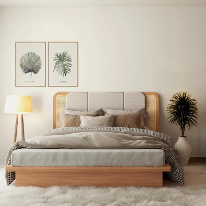 Respaldo de Cama Valeria con Ratan Natural 170cm Curvo - 100% MDF en Beige - Respaldos de cama, Uruguay | Balton, vista 4