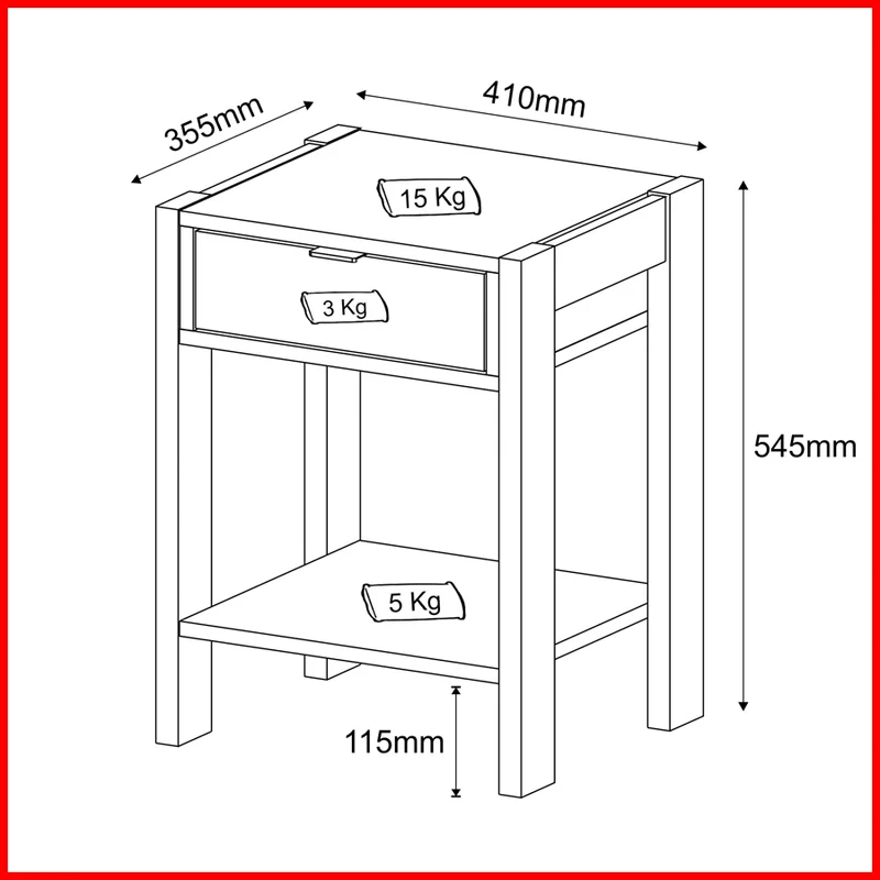 Mesa de luz minimalista – AZ 1023 - Mesas de luz, Uruguay | Punto Unión, vista 3