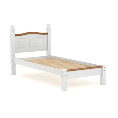 Cama 1 Plaza Línea Naturale - Blanco/Roble en Multicolor - Dormitorio, Uruguay | La Cueva Muebles