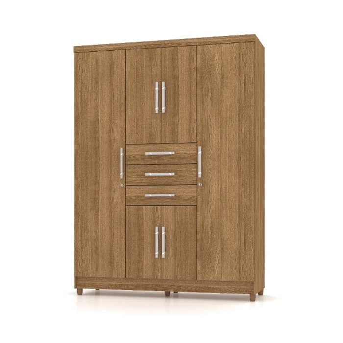 Ropero Placard 6 Puertas 3 Cajones Varios Estantes Y Patas en Madera natural - Roperos y placares, Uruguay | Soy Hogar