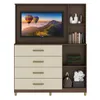 Comoda Cajonera Rack TV de 4 cajones 1 puerta 1 Botiquín con Espejo y Estantes para Dormitorio o Living - FE - R/Champan en Multicolor - Cómodas, Uruguay | Mulata, vista 4 de 5
