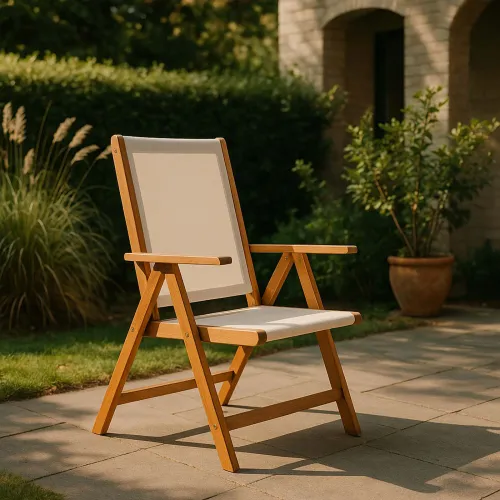 Silla Reclinable Madera Natural-beige Playacar en Beige - Muebles para el exterior, Uruguay | Divino