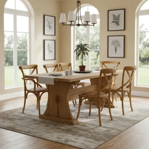 Juego Comedor Madera Maciza Campo Ozark 6 Sillas Vienesas A Eleccion en Madera natural - Mesas de comedor, Uruguay | Ozark Home