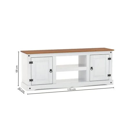 Rack 2 Puertas Línea Naturale 170 cm - Blanco/Roble en Multicolor - Muebles para TV, Uruguay | La Cueva Muebles, vista 9