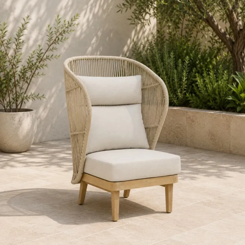 Mali Sillón Individual De Respaldo Alto en Beige - Muebles para el exterior, Uruguay | Aihaus