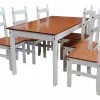 Juego De Comedor 6 Sillas Pino Tratado Blanco Nogal Mexicana en Blanco - Butacas, banquetas y puffs, Uruguay | Soy Hogar, vista 4 de 10