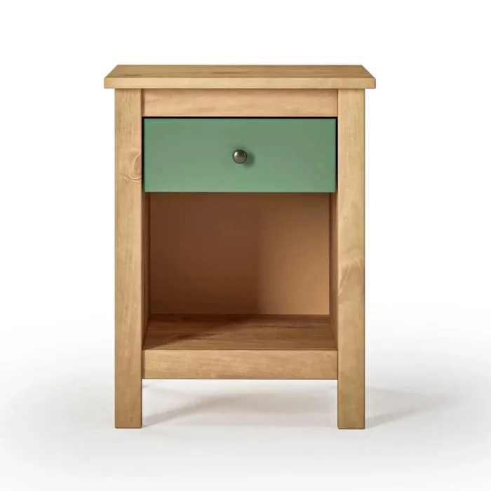 Mesa de Luz 1 Cajón 1 Nicho - Línea Maden - Verde en Madera natural - Mesas de luz, Uruguay | Ecowood, vista 3