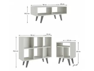 Conjunto Sala Mesa ratona+auxiliares Nogal en Blanco - Mesas de living, Uruguay | Que Sal Muebleria, vista 2
