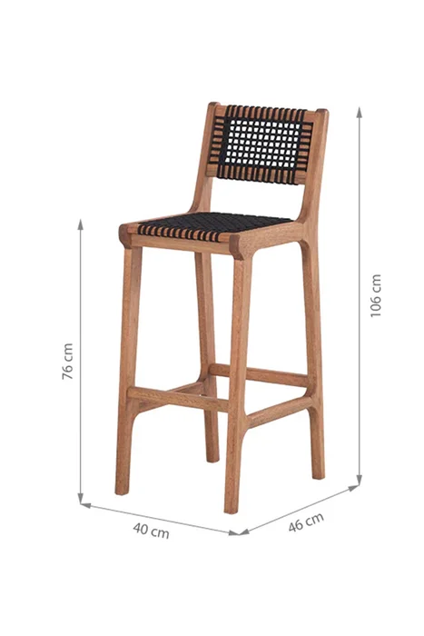 BANQUETA ALTA TRACO CUERDA NEGRA 40x46x106/75CM JATOBA en Madera natural - Muebles para el exterior, Uruguay | Vinibel, vista 4