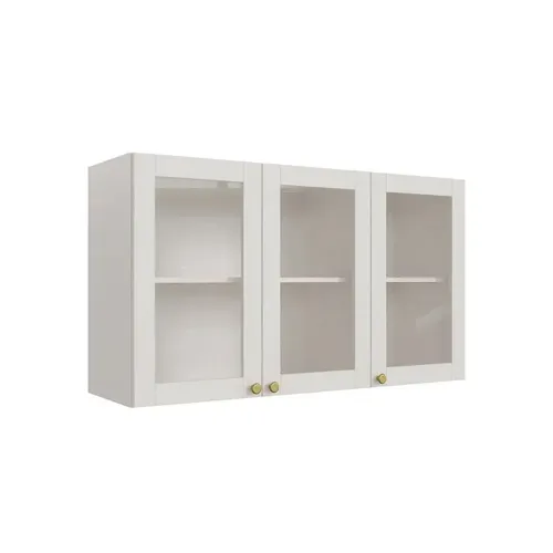 Aereo Alacena Cocina 3 Puertas Con Vidrio Mdf en Blanco - Butacas, banquetas y puffs, Uruguay | Soy Hogar
