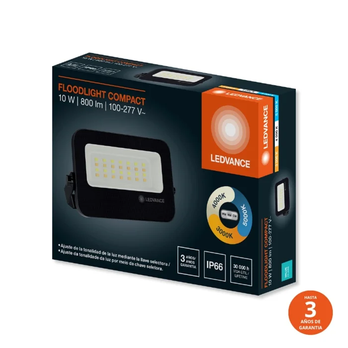 Foco LED LEDVANCE Compact IP66 10W CCT Negro en Negro - Lámparas colgantes, Uruguay | Serlux, vista 2
