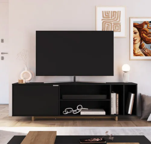 Rack Cuenca en Negro - Muebles para TV, Uruguay | Palermo Casa Deco
