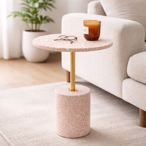 MESA AUXILIAR AMORE PINK Rosa CIRCULAR - Mesas de comedor, Uruguay | Viasono