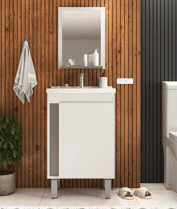 Mueble De Baño Con Bacha Y Espejo en Blanco - Muebles, Uruguay | Soy Hogar, vista 3